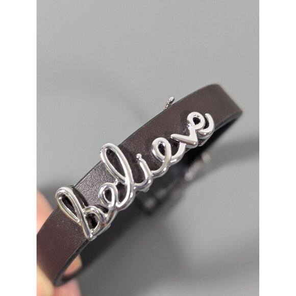 Keep Collective Believe Charm Bracelet Brown Black reversible Leather 8 in - Picture 5 of 16